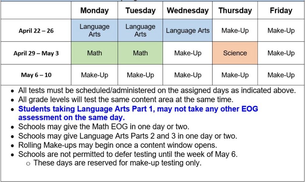 2024 GMAS testing schedule